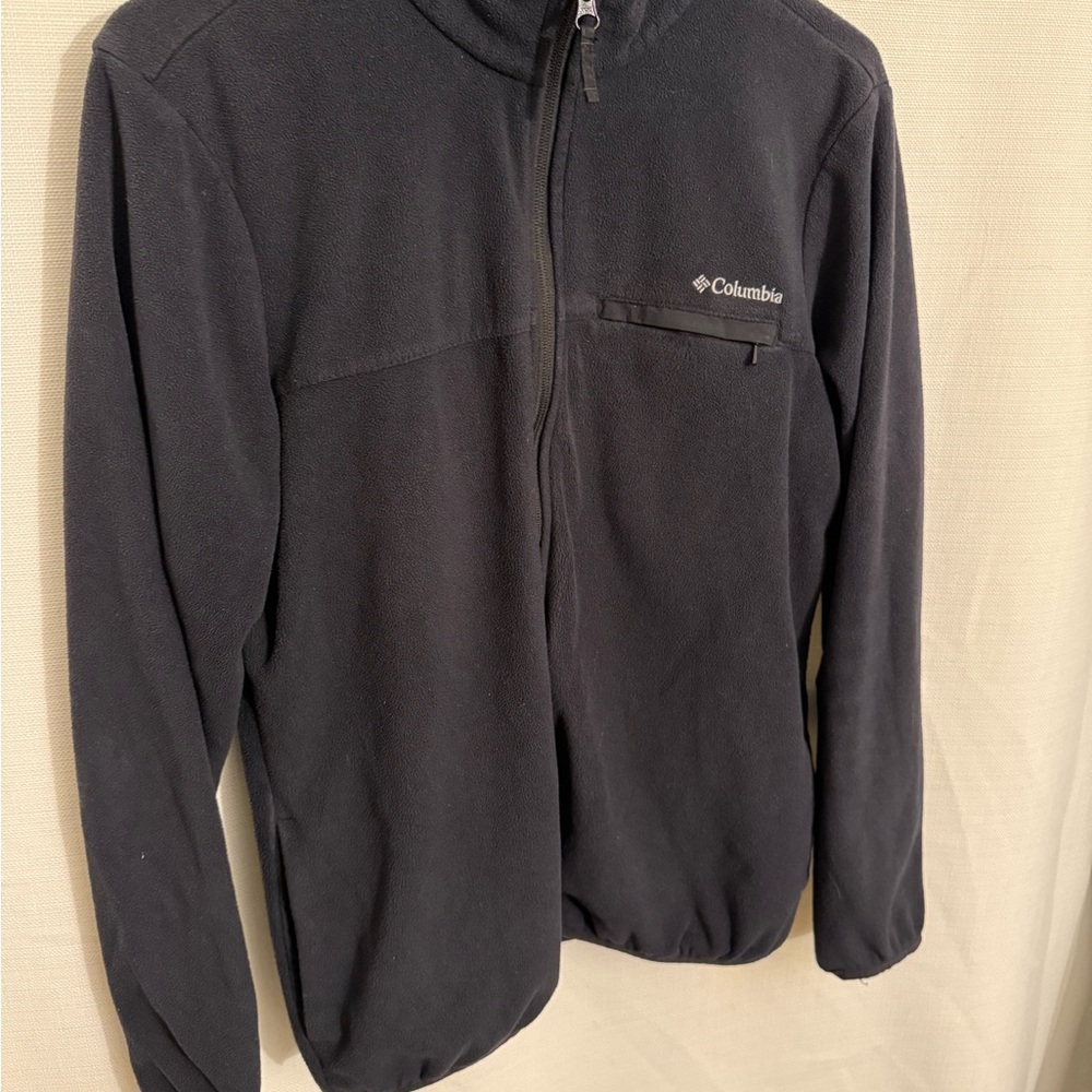 Columbia Black Fleece Jacket Full Zip Mens L Outdoor Hiking Casual